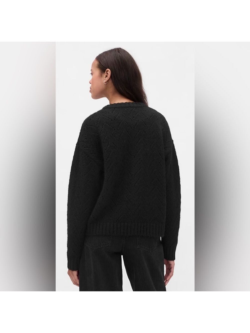 Gap Wool Alpaca Blend Fuzzy Pointelle Knit Oversized Cardigan Sweater NWT S - Picture 4 of 6